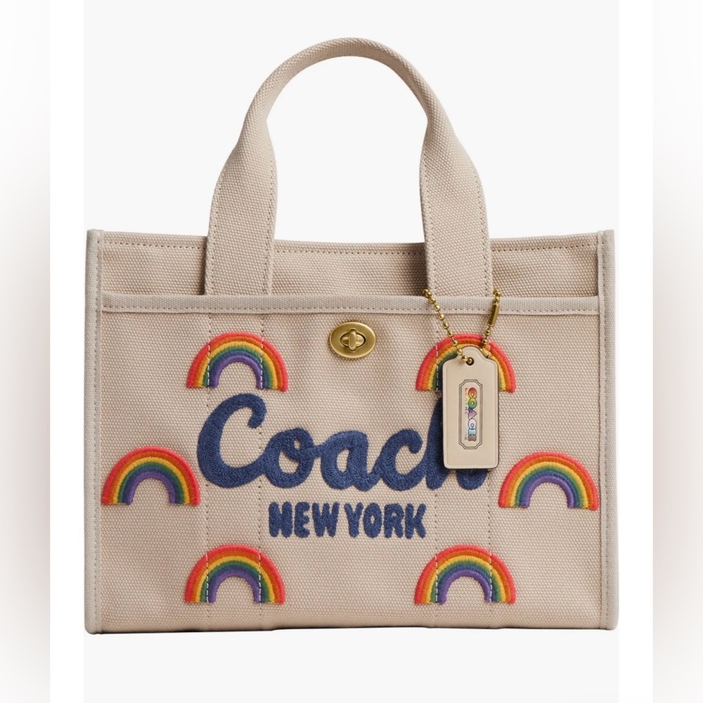 *NWT*COACH Embroidered Rainbow Cotton Canvas Cargo Tote